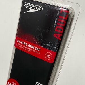 Speedo - Adult - Solid Silicone Swim Cap - Black - Latex Free - NEW